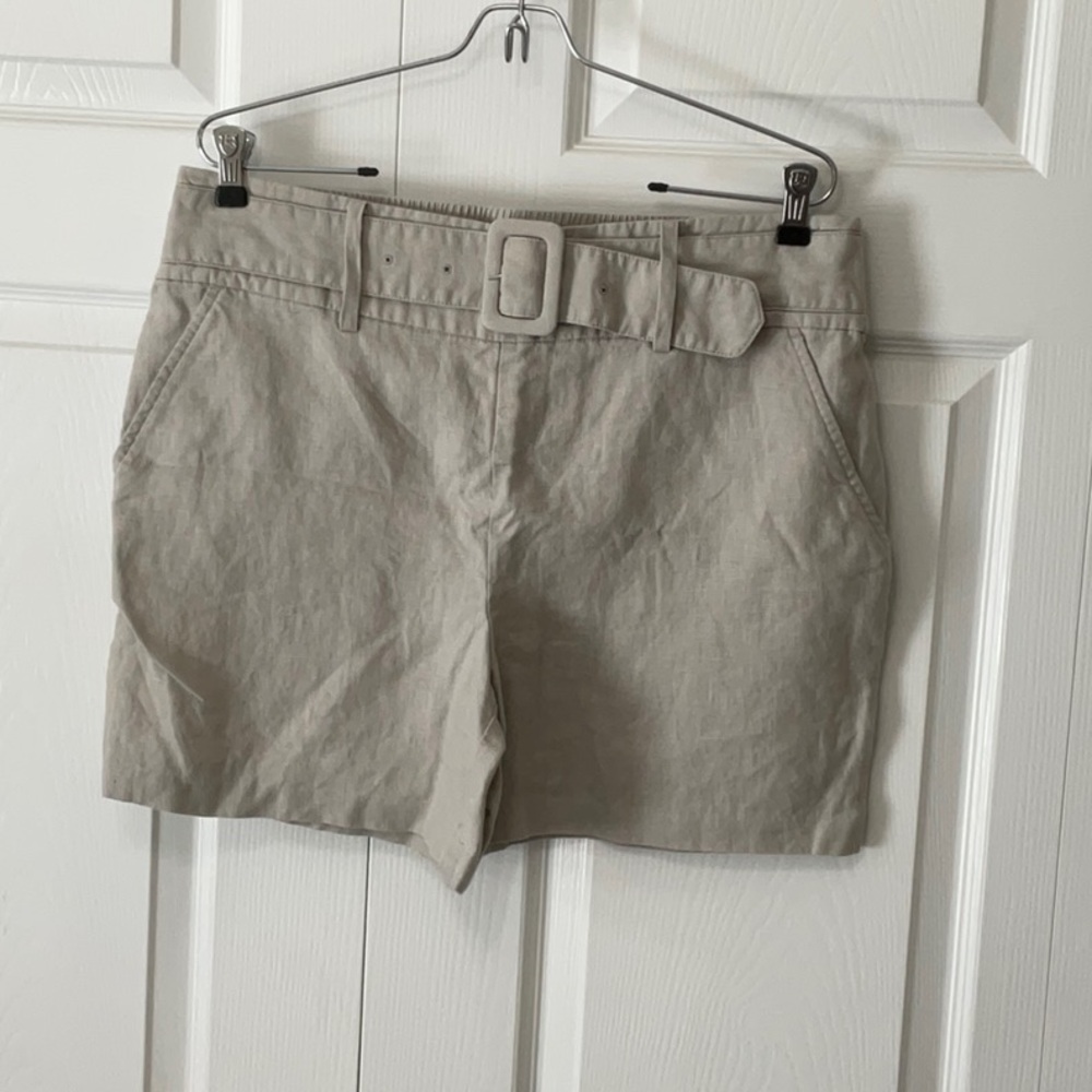 NWOT INC Women’s Linen Shorts, Large, Light Stone/Beige, 100% linen, 5” inseam